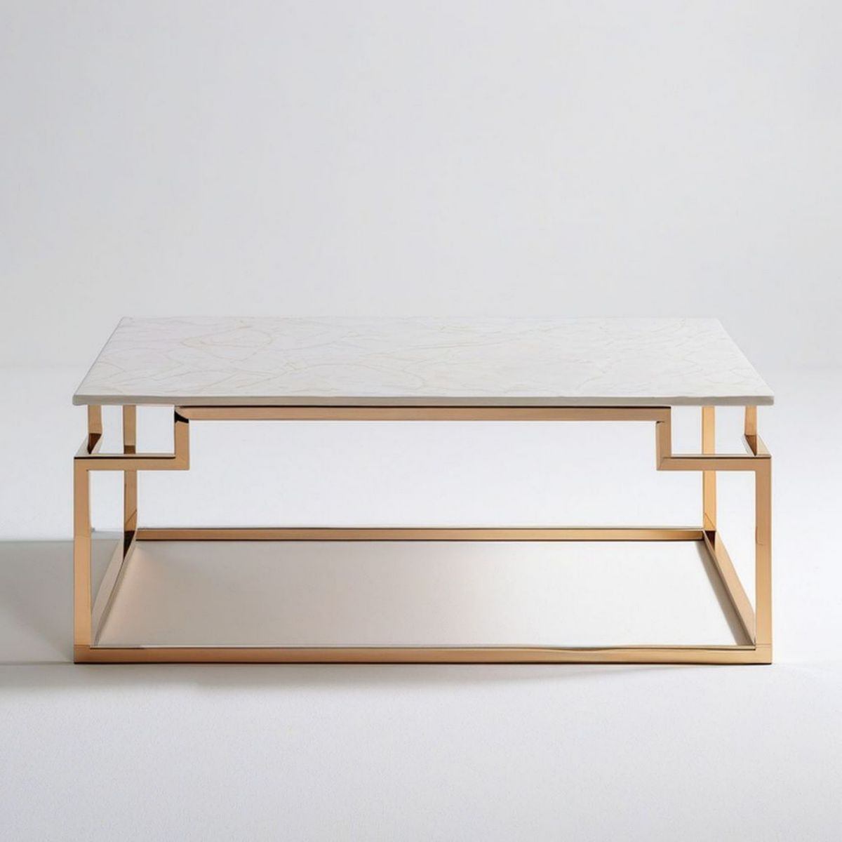 Prostokątny stolik kawowy 120 x 60 x 45 cm biały marmur/złoty