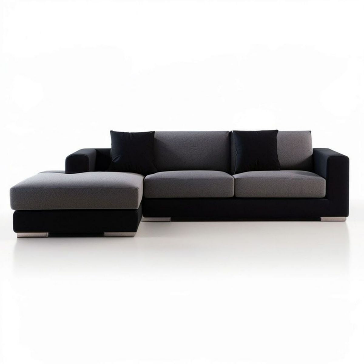 Lewostronna sofa narożna 3-osobowa z szezlongiem 280 x 160 x 85 cm szaro-czarna