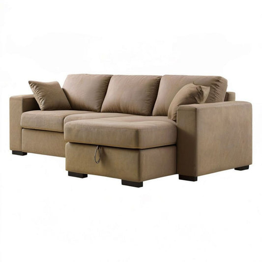 Beżowa sofa rozkładana z funkcją spania 260 x 95 x 85 cm
