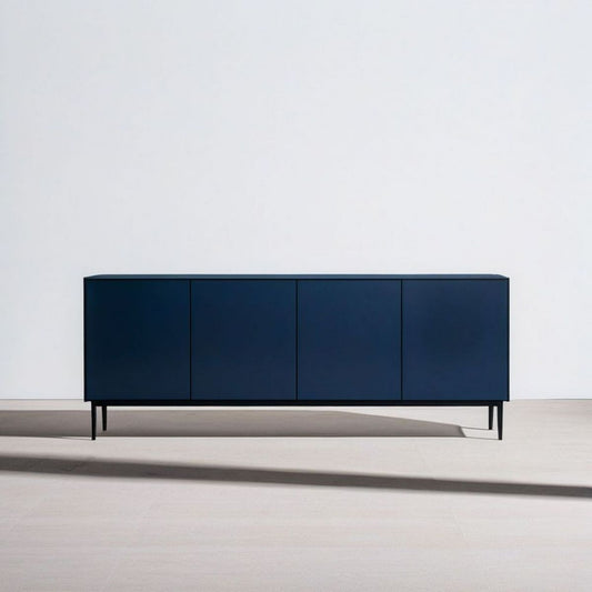 Komoda do salonu 180 x 40 x 75 cm granatowa na czarnych stalowych nogach