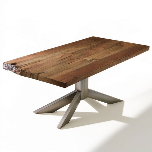 Prostokątny stół jadalniany 180 x 90 x 75 cm z litego drewna akacjowego, brązowo-srebrny