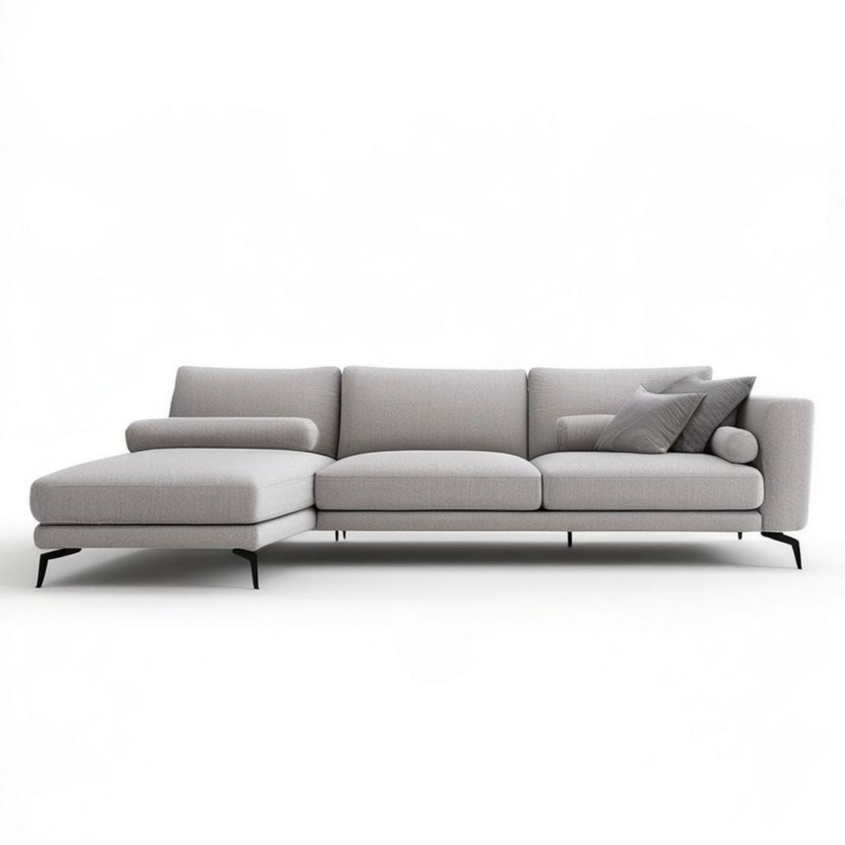 Narożnik lewostronny w kształcie L 290 × 165 × 85 cm jasnoszary z czarnymi nóżkami