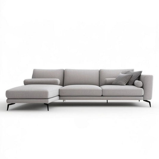 Narożnik lewostronny w kształcie L 290 × 165 × 85 cm jasnoszary z czarnymi nóżkami